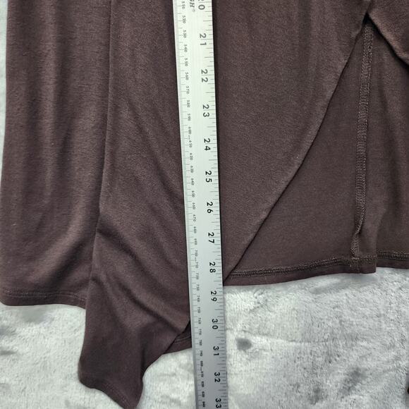 J.Jill Sweater Womens L PETITE Brown Stretch Long Sleeve Drape Front Cardigan - Picture 8 of 9